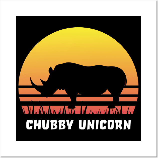 Chubby Unicorn Rhino Sunset Gift Wall Art by SPOKN